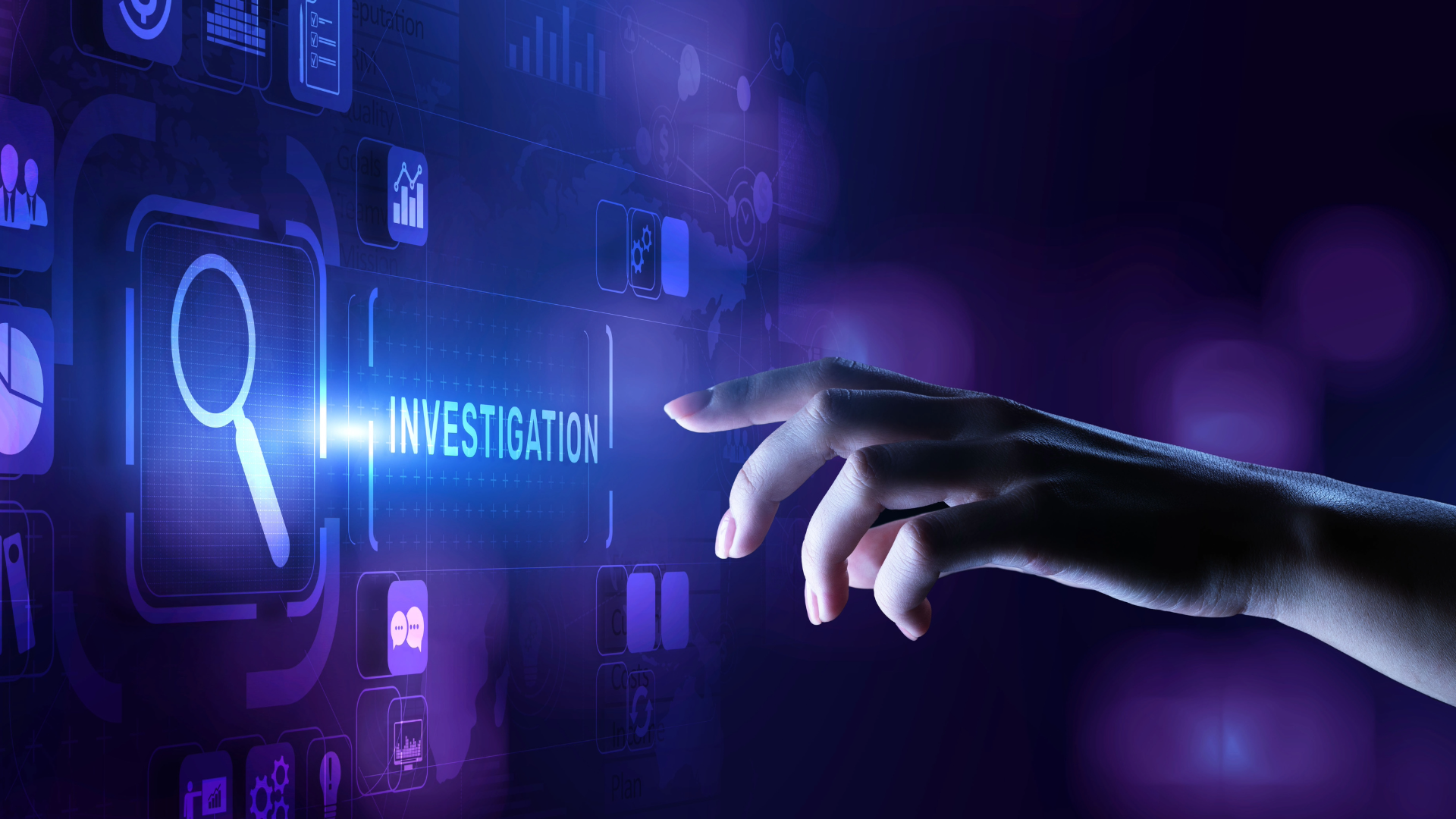 Image of hand pointing to screen reporting fraud. 